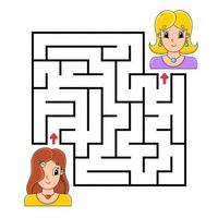 quadratisches Labyrinth. Spiel für Kinder. Puzzle für Kinder. Labyrinth Rätsel. Farbe-Vektor-Illustration. isolierte Vektor-Illustration. Zeichentrickfigur. vektor