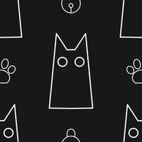 minimal schwarz Katze nahtlos Muster vektor