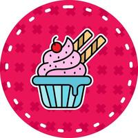 Cupcake Linie gefüllt Aufkleber Symbol vektor