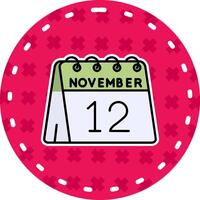 12th av november linje fylld klistermärke ikon vektor
