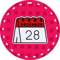 28: e av december linje fylld klistermärke ikon vektor