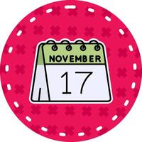17:e av november linje fylld klistermärke ikon vektor