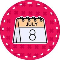 8:e av juli linje fylld klistermärke ikon vektor