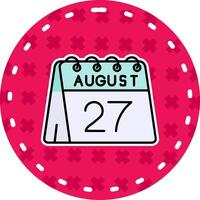 27: e av augusti linje fylld klistermärke ikon vektor