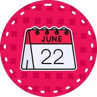 22 av juni linje fylld klistermärke ikon vektor