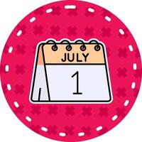 1:a av juli linje fylld klistermärke ikon vektor
