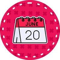 20:e av juni linje fylld klistermärke ikon vektor