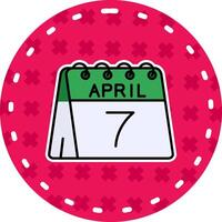 7:e av april linje fylld klistermärke ikon vektor