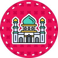 Moschee Linie gefüllt Aufkleber Symbol vektor