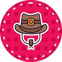 cowboy hatt linje fylld klistermärke ikon vektor