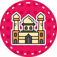 Moschee Linie gefüllt Aufkleber Symbol vektor
