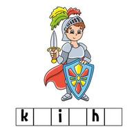 Wörter Rätsel. Arbeitsblatt Bildung. Lernspiel für Kinder. Farbaktivitätsseite. Puzzle für Kinder. Englisch für die Vorschule. Vektor-Illustration. Cartoon-Stil. vektor