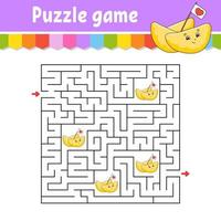 quadratisches Labyrinth. Spiel für Kinder. Puzzle für Kinder. Labyrinth Rätsel. Farbe-Vektor-Illustration. den richtigen Weg finden. isolierte Vektor-Illustration. Zeichentrickfigur. vektor