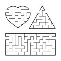 eine Reihe von Labyrinthen. Spiel für Kinder. Puzzle für Kinder. Labyrinth Rätsel. den richtigen Weg finden. einfache flache isolierte vektorillustration. vektor