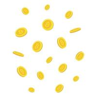bitcoin. faller mynt, faller pengar, flygande guld mynt. vektor