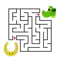 quadratisches Labyrinth. Hufeisen und Stiefel. Spiel für Kinder. Puzzle für Kinder. Labyrinth Rätsel. Farbe-Vektor-Illustration. isolierte Vektor-Illustration. Zeichentrickfigur. vektor