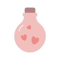 Flasche mit Herzen. Symbol von Liebe zum Valentinstag Tag, Hochzeit. zum Scrapbooking, Postkarten, Verpackung Papier, Stoffe, Hintergrund. Karikatur eben Stil. vektor