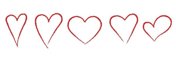 Hand gezeichnet Herz Symbole Satz. Vektor Illustration im Grafik Stil. rot Herzen zum Design zum Valentinsgrüße und Hochzeit, Logos, Karten, tätowieren