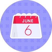 6:e av juni platt klistermärke ikon vektor