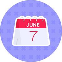 7:e av juni platt klistermärke ikon vektor