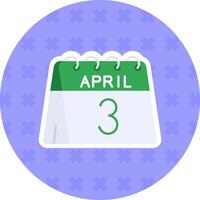 3:e av april platt klistermärke ikon vektor