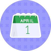 1:a av april platt klistermärke ikon vektor