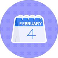 4:e av februari platt klistermärke ikon vektor