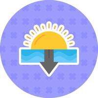 solnedgång platt klistermärke ikon vektor