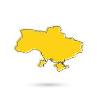 Vektor-Illustration der gelben Karte der Ukraine auf weißem Hintergrund vektor