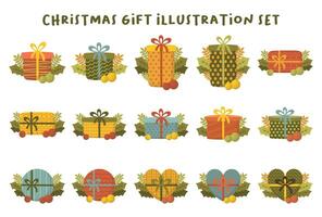 Weihnachten Geschenk Box Illustration einstellen vektor