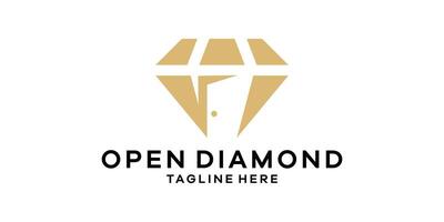 Diamant Logo Design mit öffnen Tür. Logo Design Vorlage kreativ Symbol Idee. vektor