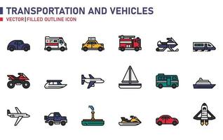 Transport- und Fahrzeugsymbol vektor