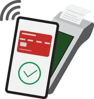 pos terminal accepterar en digital plånbok betalning på smartphone vektor