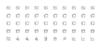 uppsättning av ikoner relaterad till finansiera och betalning. linjär ikon samling. redigerbar stroke. vektor illustration