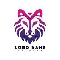 minimalistisk lejon eller räv ansikte logotyp vektor