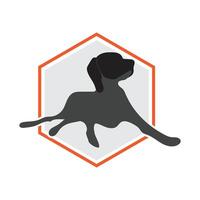 sexhörning hund logotyp och symbol element illustration vektor på vit och grå bakgrund