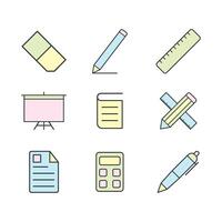 Schreibwaren Symbol einstellen Vektor Design Vorlagen einfach und modern Konzept