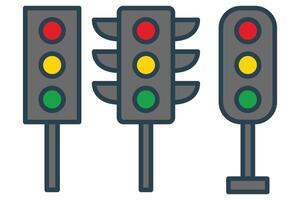 trafik ljus ikon. ikon relaterad till trafik kontrollera och korsningar. platt linje ikon stil. element illustration vektor
