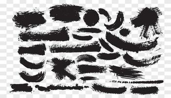 Sammlung schwarzes schmutziges Gestaltungselement. grunge pinselstrich, künstlerischer satz malen. Grunge-Textur-Sammlung vektor