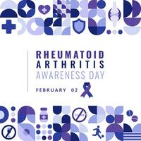 Vektor rheumatoide Arthritis Bewusstsein Tag Platz Poster mit geometrisch Elemente. Vorlage zum Karte, Banner, Poster, Hintergrund