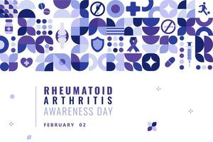 Vektor rheumatoide Arthritis Bewusstsein Tag Poster mit geometrisch Elemente. Vorlage zum Karte, Banner, Poster, Hintergrund