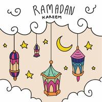 Hand Zeichnung glücklich Ramadan kareem Kritzeleien Vektor eps 10