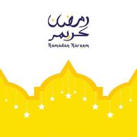 Ramadan kareem Schöne Grüße islamisch Gelegenheit Hintergrund mit Arabisch Kalligrafie, Stern, Zier dekorativ Hintergrund vektor