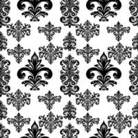 ai generiert Damast Stoff Textil- nahtlos Muster Luxus dekorativ Zier Blumen- Teiler schwarz Linie Jahrgang Dekoration Element Weiß Hintergrund vektor