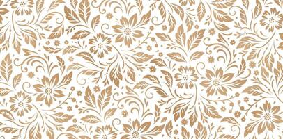 mönster med blom ornament gyllene färger isolerat vit bakgrunder för textil- vägg papper, böcker omslag, digital gränssnitt, grafik mallar material kort inbjudan, omslag papper vektor