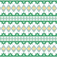 Stammes- traditionell Stoff Batik ethnisch von Ikat Blumen- nahtlos Muster von Grün Blätter Frühling geometrisch wiederholen Vektor Design auf ein Weiß Hintergrund