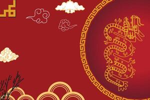 Chinesisch Neu Jahr 2024 mit ein modern Kunst Design Stil mit rot und Gold Chinesisch Dekorationen, geeignet zum Poster, Banner oder Sozial Medien Beiträge zum Mond- Neu Jahr Feierlichkeiten. vektor