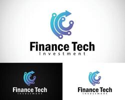 finansiell tech logotyp kreativ tillväxt företag nätverk ansluta design begrepp vektor
