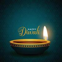 realistisch Diya Design zum glücklich Diwali Festival vektor