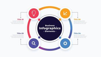 professionell steg infographic mall i cirkulär stil vektor